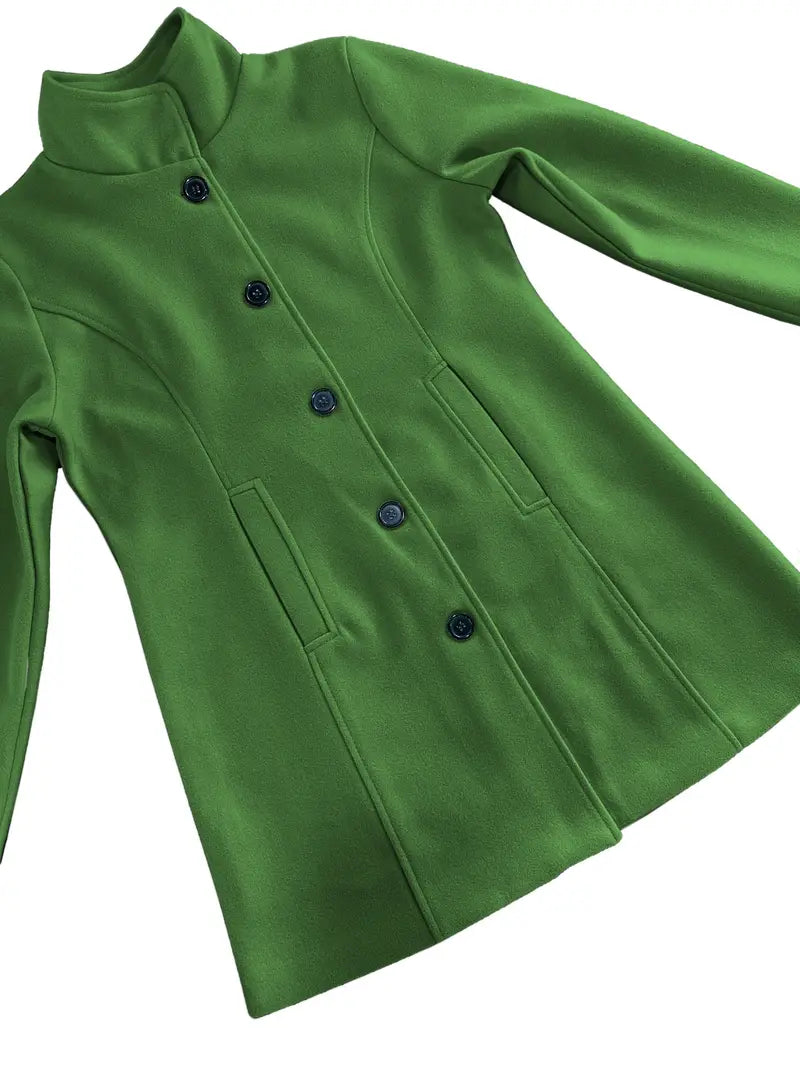 Renate Schwarz Taillierter Einreihiger Mantel für Damen | Eleganter Einknopfverschluss Herbst Casual - S/M/L/XL/2XL