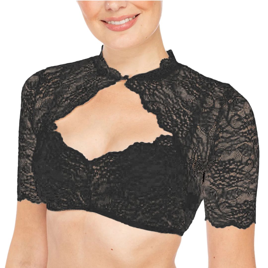 Vreni Weiss Spitzen-Dirndlbluse für Damen | Trachtenbluse Oktoberfest Kurzarm - S/M/L/XL/2XL/3XL/4XL/5XL
