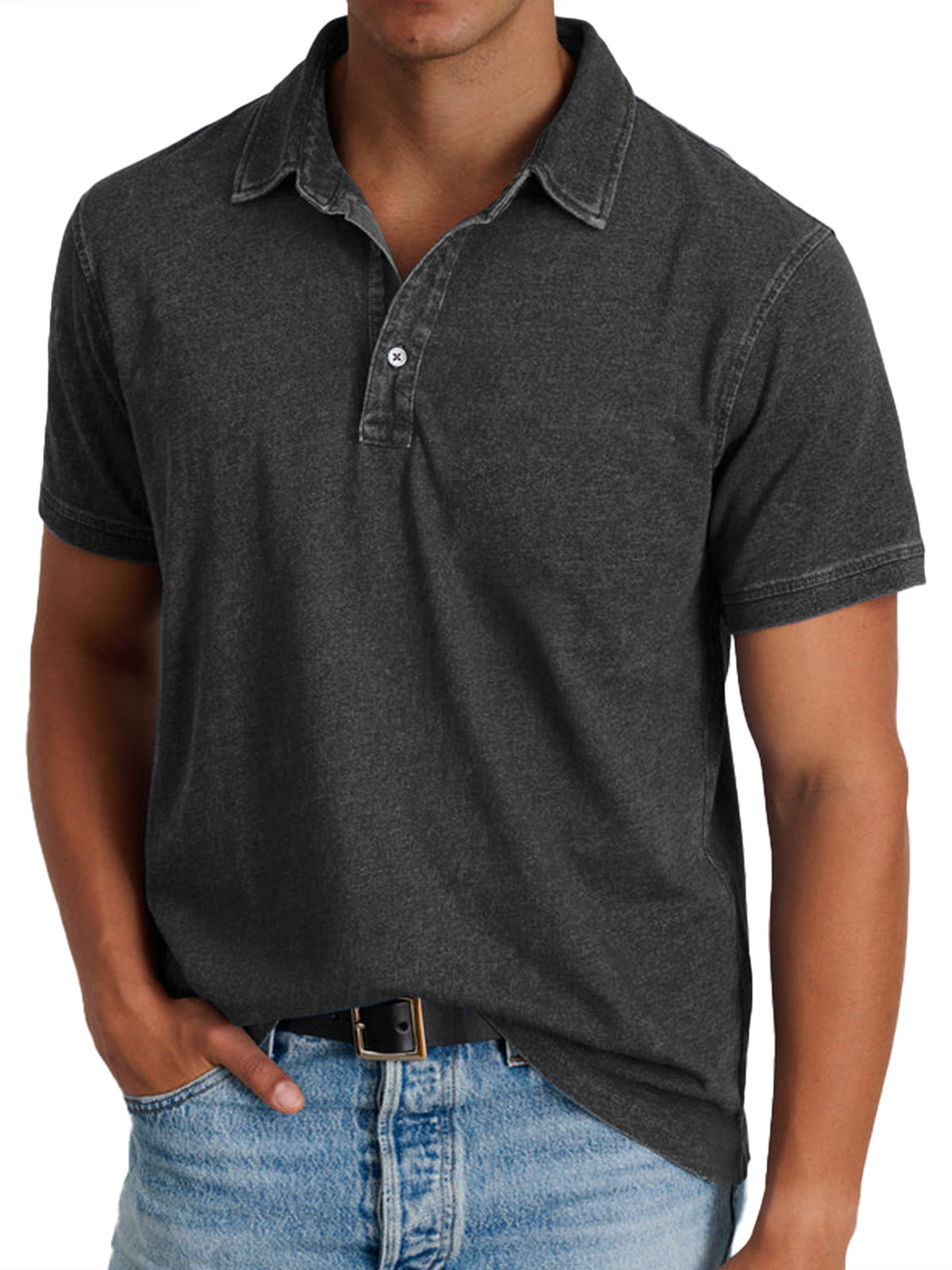 Roland Blau Vintage-Washed Polohemd für Herren | Entspannte Passform Zeitloser Stil | Freizeit und Reisen - S/M/L/XL/2XL/3XL/4XL