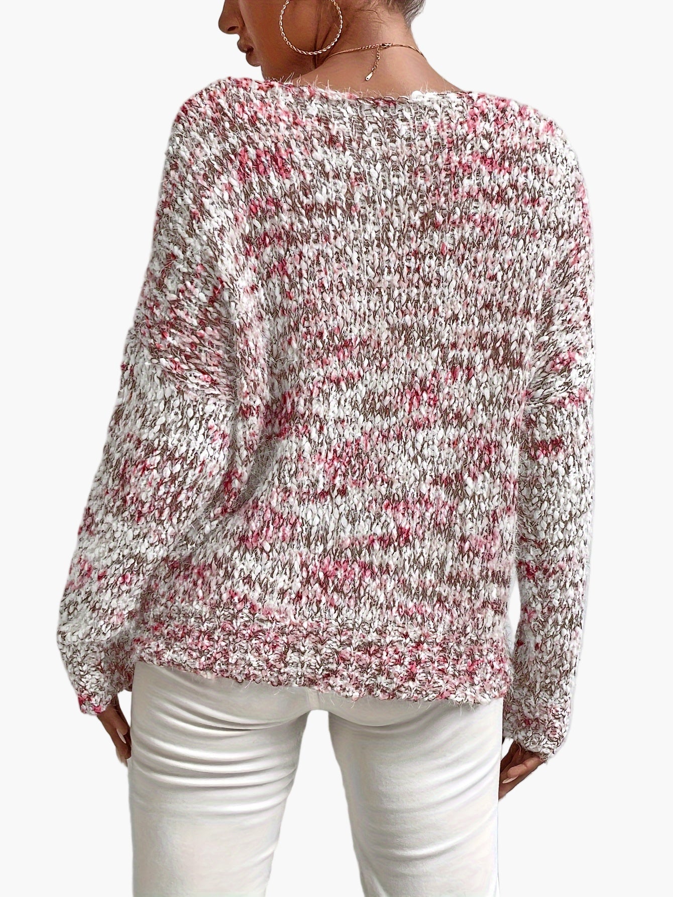 Karin Rot Schulterfreier Grobstrick-Pullover für Damen | Lockerer Casual Stil Winter - XS/S/M/L