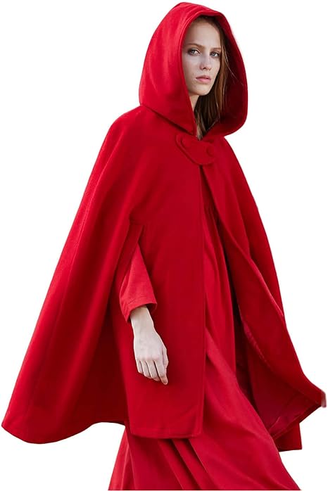 Regula Rot Vintage Kapuzenumhang für Damen | Cape mit Kapuze Festlich - S/M/L/XL