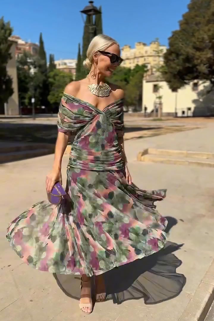 Sonja Smaragdgrün V-Ausschnitt Chiffon Maxikleid für Damen | Elegante Abendmode | Party und Hochzeit | Fliessende Silhouette - 8/10-22/24