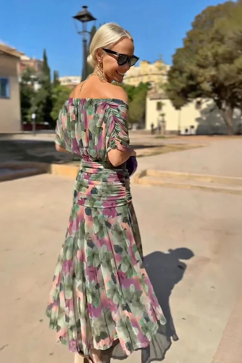 Sonja Smaragdgrün V-Ausschnitt Chiffon Maxikleid für Damen | Elegante Abendmode | Party und Hochzeit | Fliessende Silhouette - 8/10-22/24