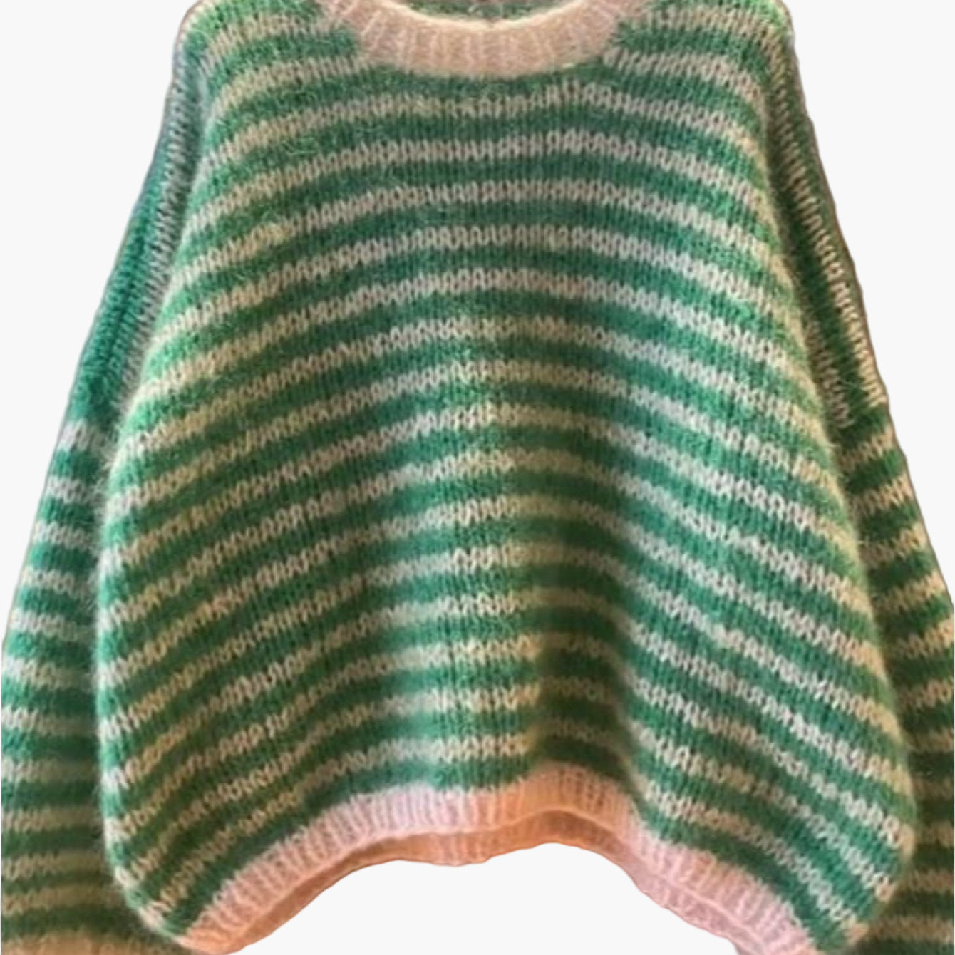 Heidi Grün Gestreifter Oversized Strickpullover für Damen | Casual Herbst Winter - S/M/L/XL/2XL