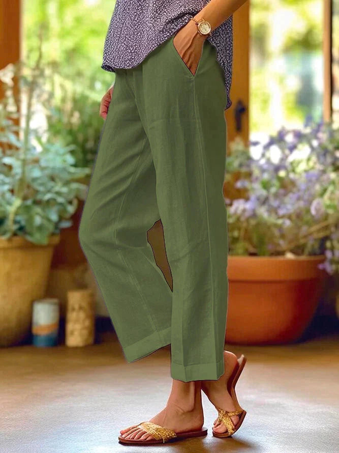 Susanne Weiß Weite Relaxed Hose für Damen | Leichte Sommerhose mit Seitentaschen | Freizeit und Reisen - S/M/L/XL/2XL-5XL