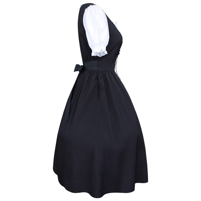 Vreni Schwarz Traditionelles Dirndlkleid für Damen | Trachtenmode Oktoberfest Schnürung - S/M/L/XL/2XL/3XL/4XL/5XL