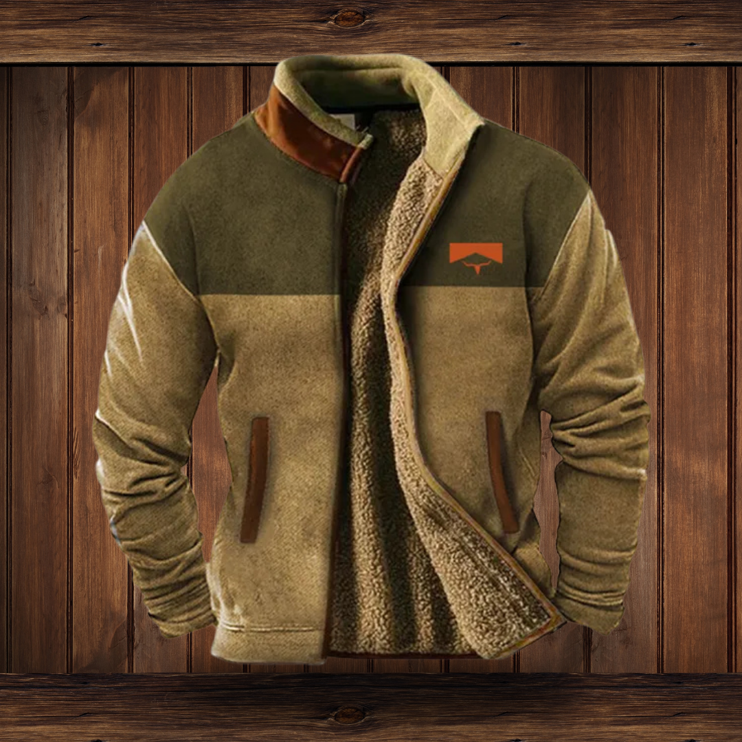 Ernst Grün Colourblock Fleece-Jacke für Herren | Patchwork Reissverschluss Freizeit - S-5XL