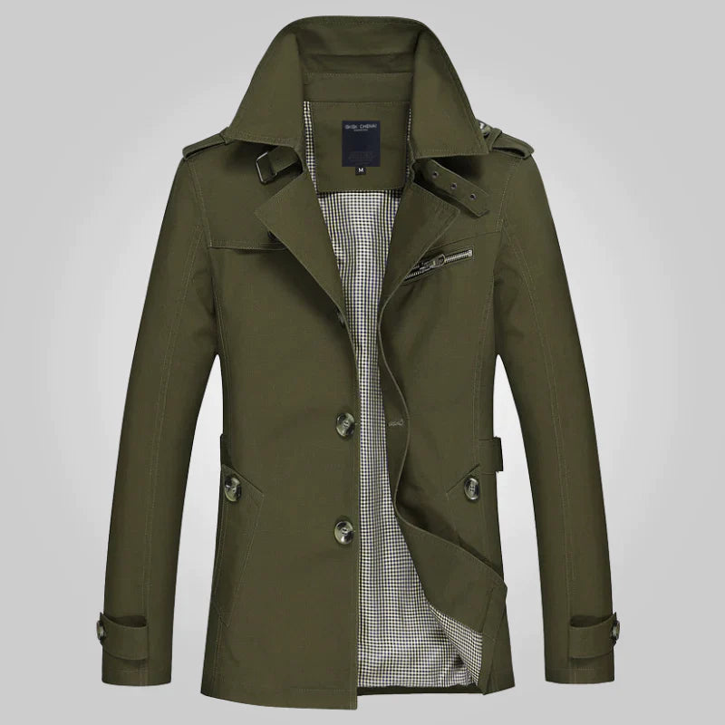 Rolf Khaki Klassischer Langer Trenchcoat für Herren | Zeitloser Stil Büro Stadtlook - XS/S/M/L/XL/2XL