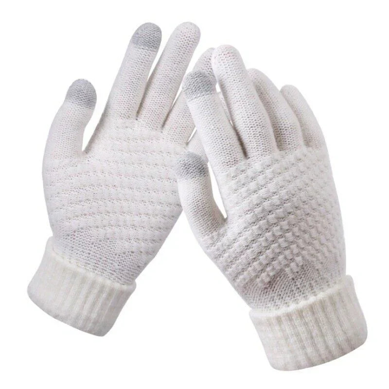 Hildegard Schwarz Gestrickte Touchscreen-Handschuhe für Damen | Warm Winter Strick - Einheitsgrösse