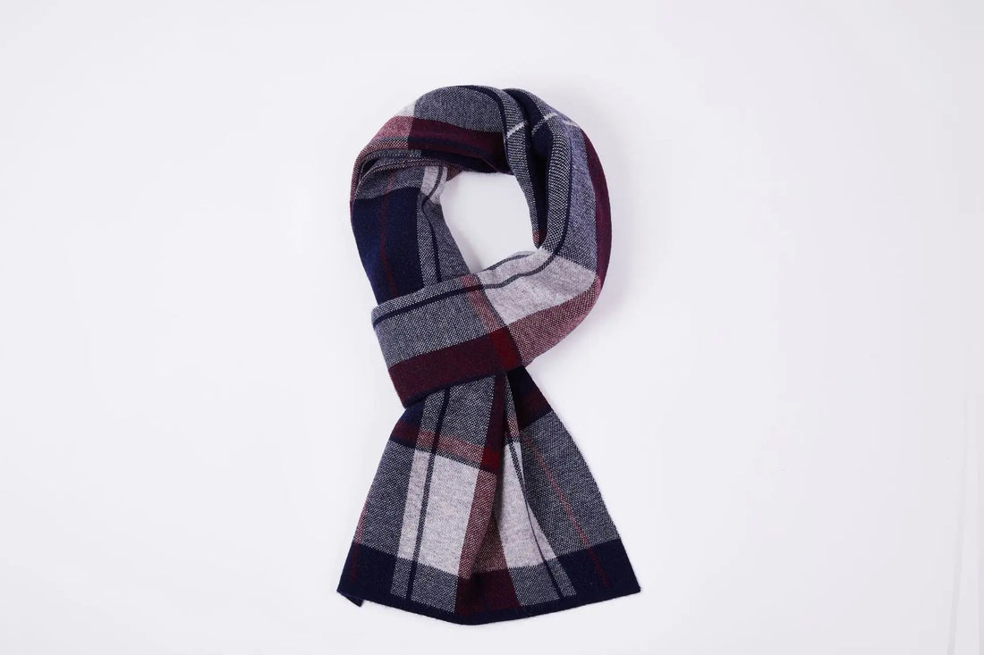 Vätti Grau Karierter Wollschal für Herren | Warm und Winddicht Winter Accessoire - Einheitsgrösse