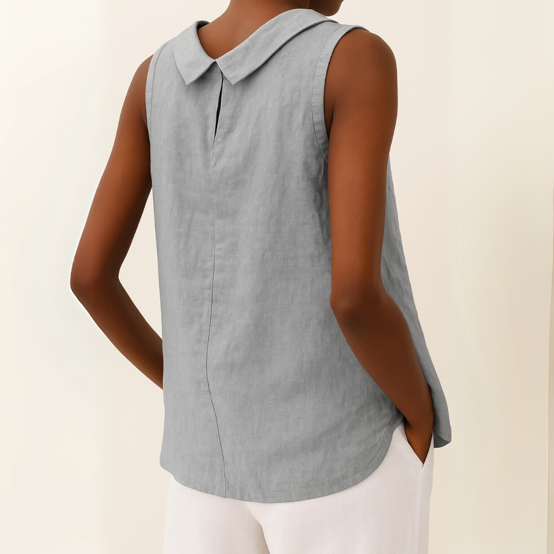 Monika Grau Ärmelloses Top mit Umlegekragen für Damen | Leichter Sommerfit | Alltag & Urlaub - S/M/L/XL/2XL/3XL