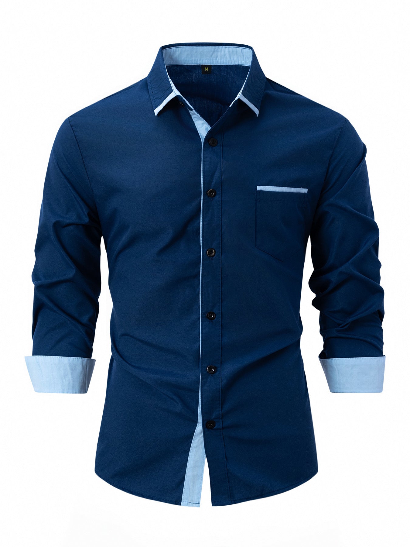 Rolf Hellblau Slim Fit Langarm Businesshemd für Herren | Bügelfrei Kontrastkragen - S/M/L/XL/2XL/3XL