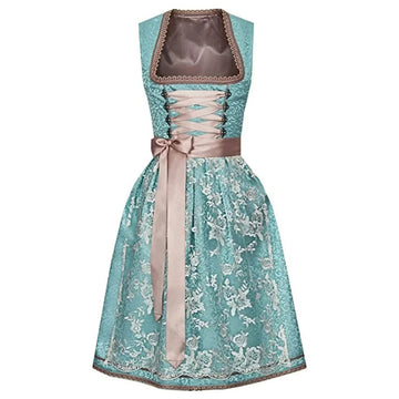 Vreni Grün Geblümtes Spitzen-Dirndlkleid für Damen | Oktoberfest Trachten Midi - S/M/L/XL/2XL
