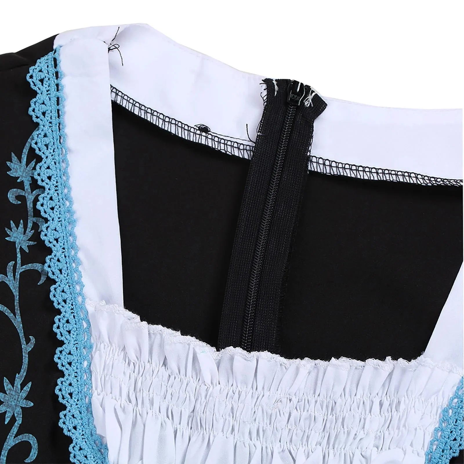 Vreni Blau Besticktes Dirndl-Kleid mit Schürze für Damen | Oktoberfest Volksfest Festlich - M/L/XL/2XL/3XL/4XL/5XL