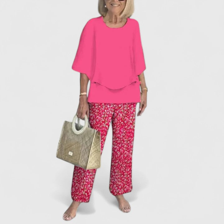 Anita Zweiteiler Layered-Bluse und Printerhose für Damen | Leichter fliessender Komfort - XS-3XL