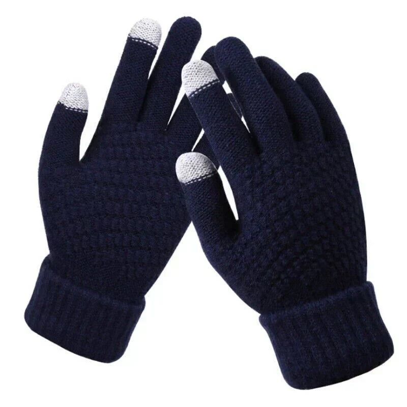 Hildegard Schwarz Gestrickte Touchscreen-Handschuhe für Damen | Warm Winter Strick - Einheitsgrösse