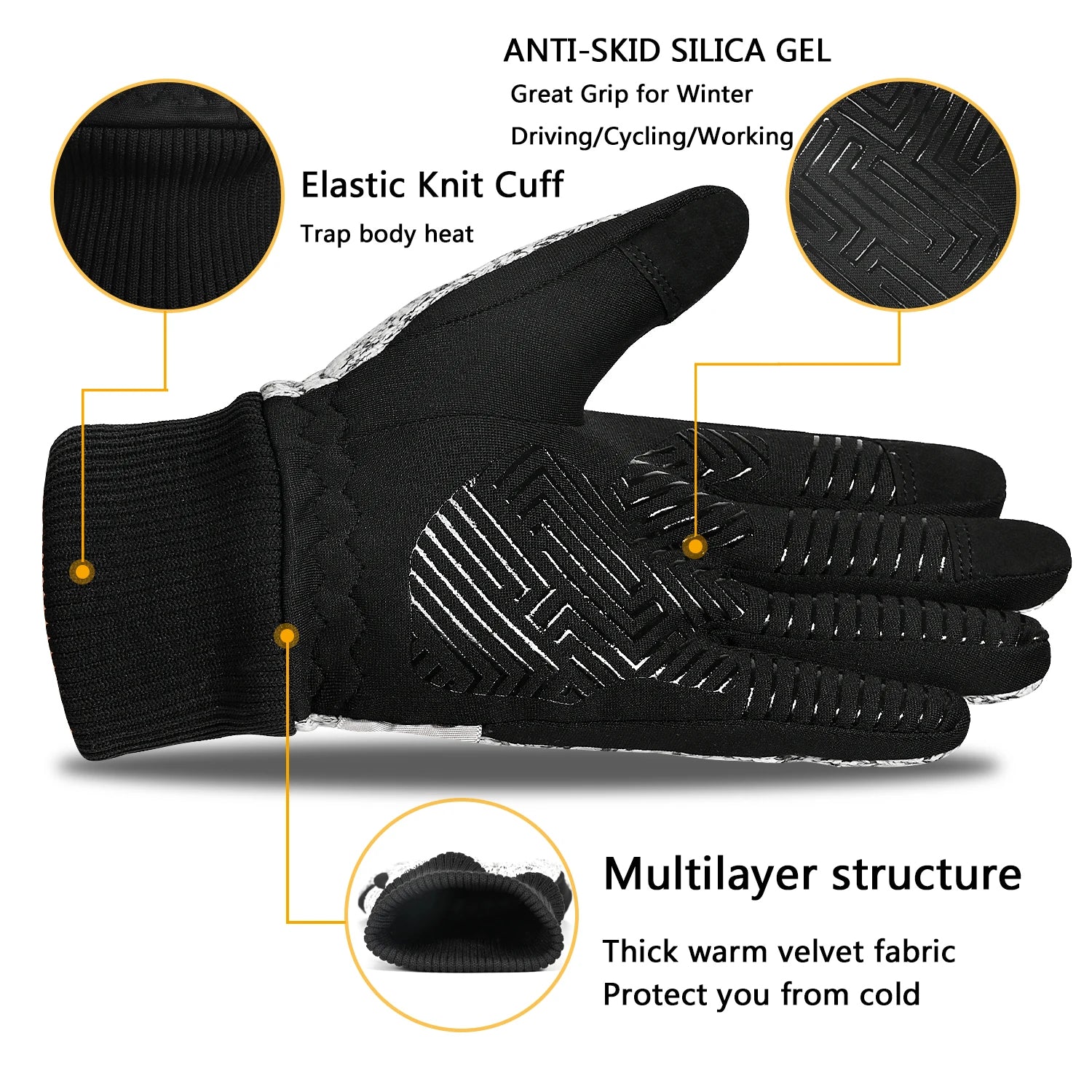 Werner Hellgrau Isolierte Touchscreen Winterhandschuhe für Herren | 3M Thinsulate Rutschfest Radfahren - S/M/L/XL/2XL