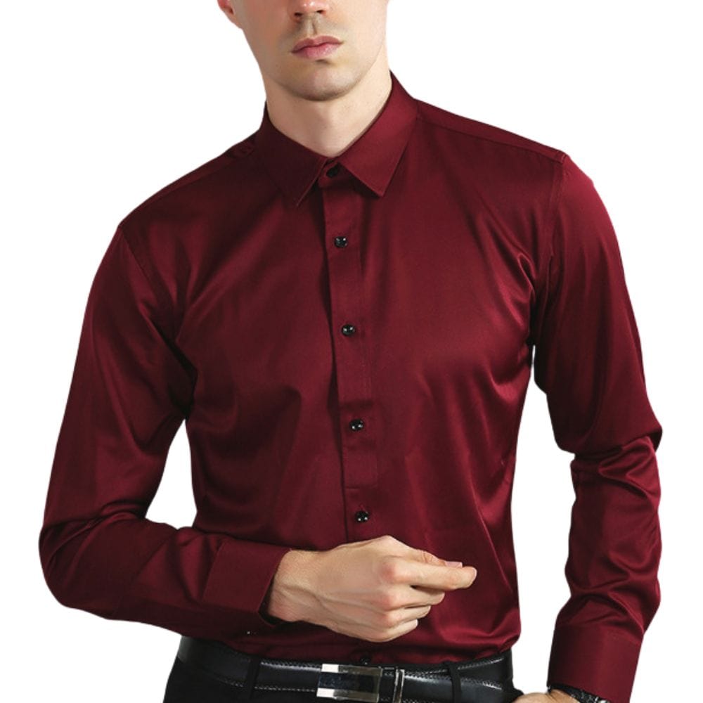 Kurt Schwarz Knitterfreies Slim-Fit Langarmhemd für Herren | Stretch und schnelltrocknend | Büro und Reisen - S-4XL