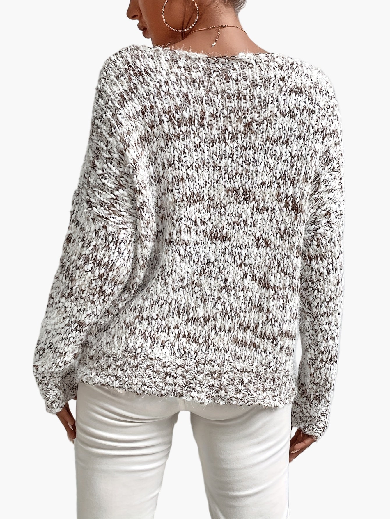Karin Rot Schulterfreier Grobstrick-Pullover für Damen | Lockerer Casual Stil Winter - XS/S/M/L