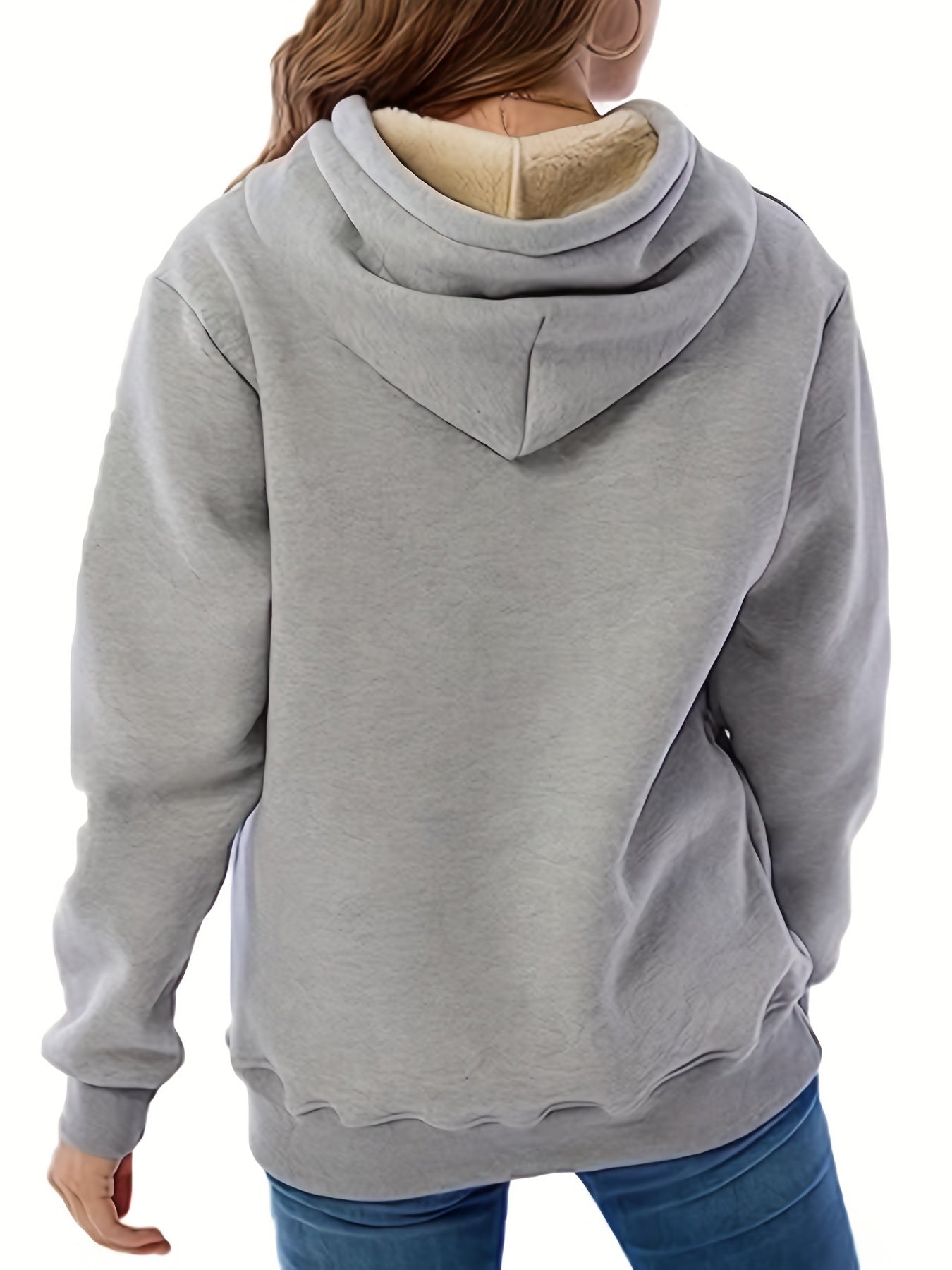 Vreni Schwarz Fleece-Gefütterter Kapuzenpullover mit Sherpa-Innenfutter für Damen | Winter Casual - S/M/L/XL/2XL