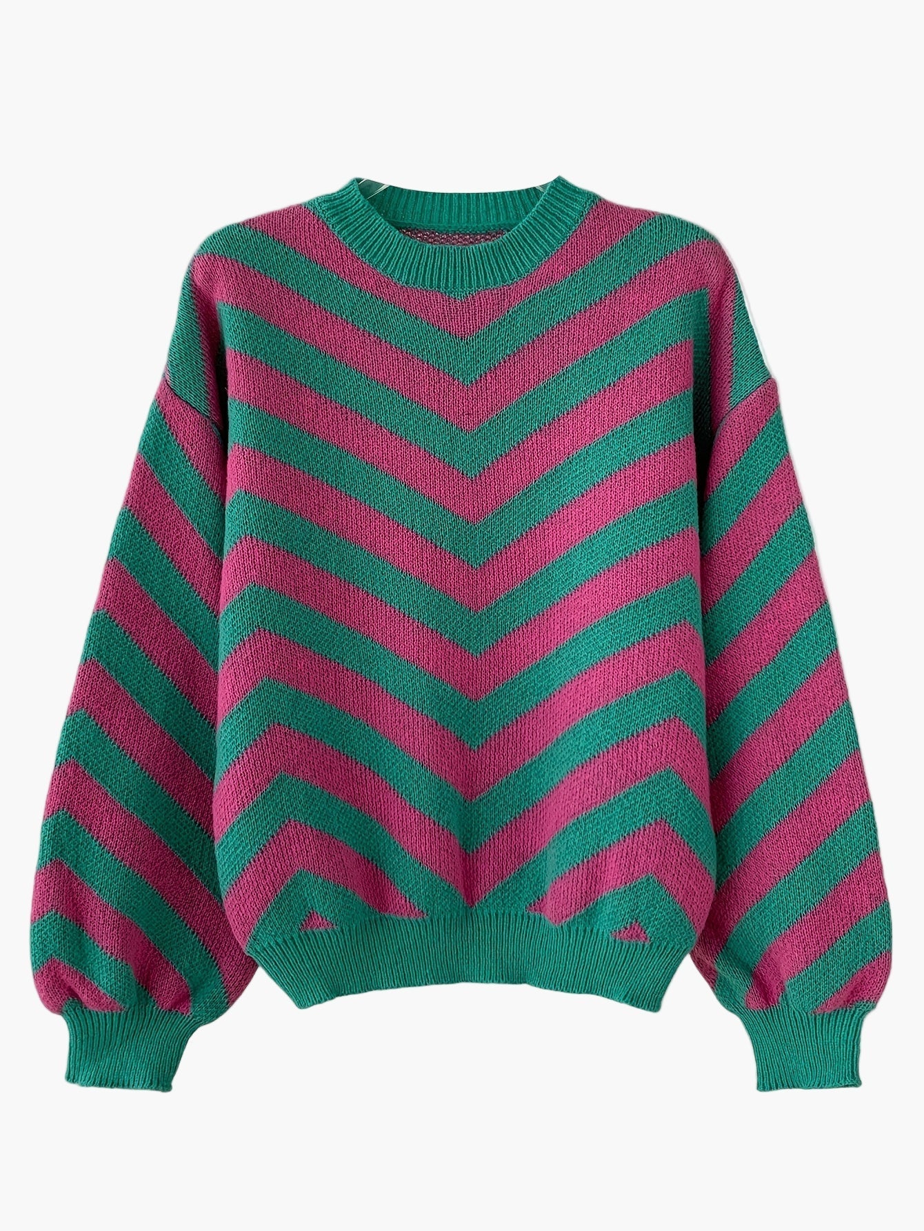 Eva Orangerot Oversized Zickzack-Strickpullover für Damen | Casual Herbst und Winter - S/M/L/XL