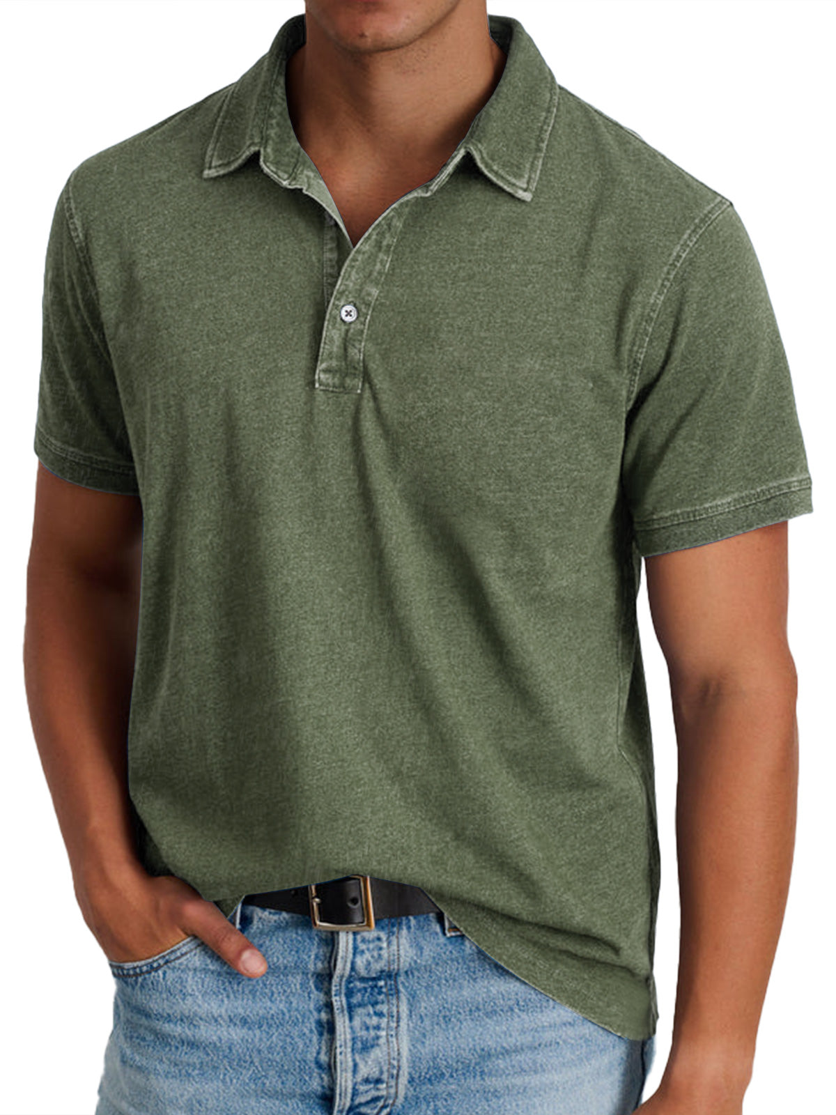 Roland Blau Vintage-Washed Polohemd für Herren | Entspannte Passform Zeitloser Stil | Freizeit und Reisen - S/M/L/XL/2XL/3XL/4XL