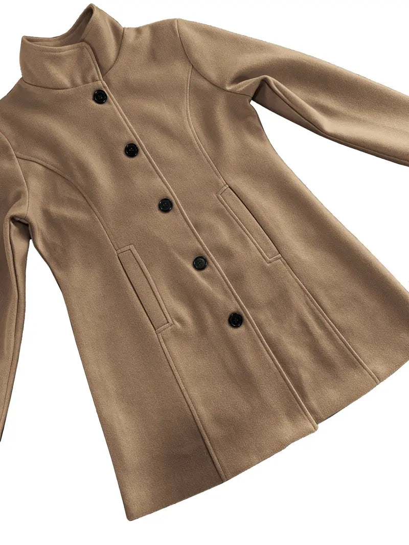 Renate Schwarz Taillierter Einreihiger Mantel für Damen | Eleganter Einknopfverschluss Herbst Casual - S/M/L/XL/2XL