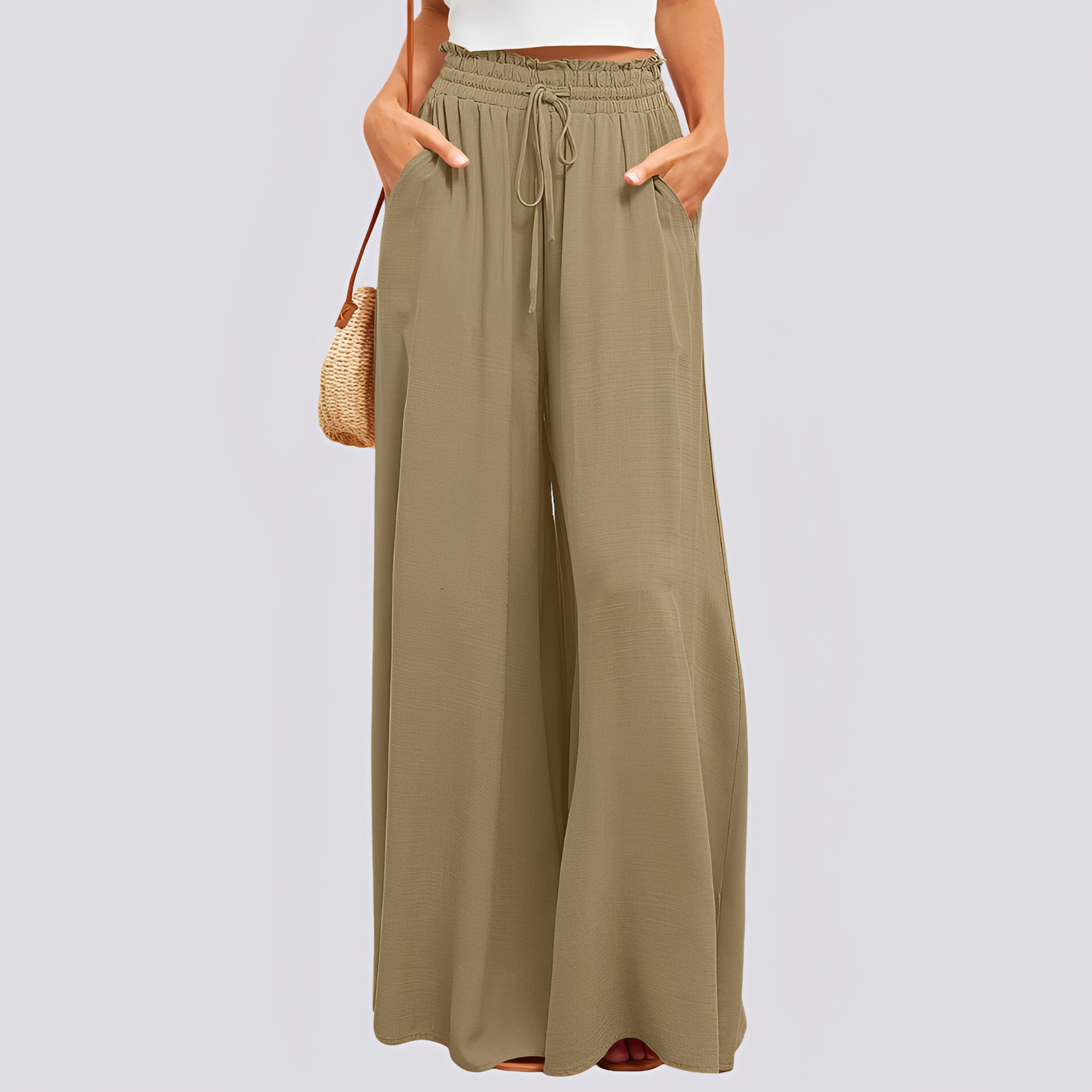 Regina Orange Weites Bein Palazzo Hose für Damen | Fliessende Passform | Alltag und Freizeit - S/M/L/XL/2XL
