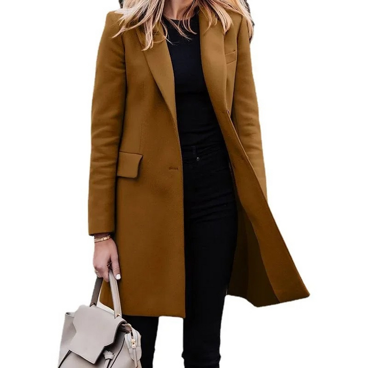 Madeleine Weinrot Langer Mantel mit Blazer-Kragen für Damen | Eleganter Longline Stil - S/M/L/XL/2XL/3XL/4XL/5XL