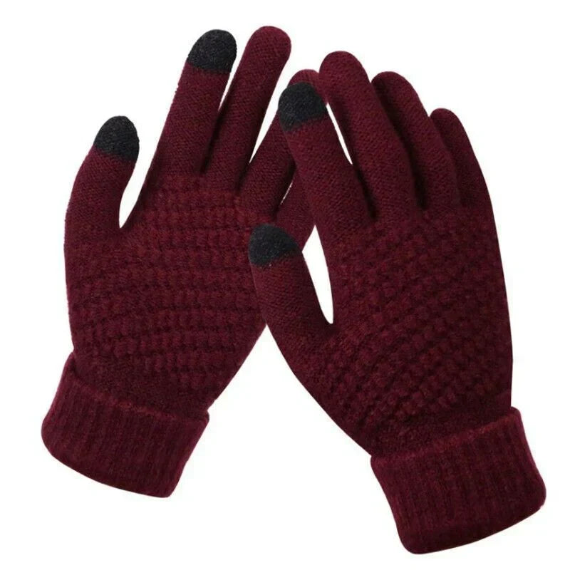 Hildegard Schwarz Gestrickte Touchscreen-Handschuhe für Damen | Warm Winter Strick - Einheitsgrösse
