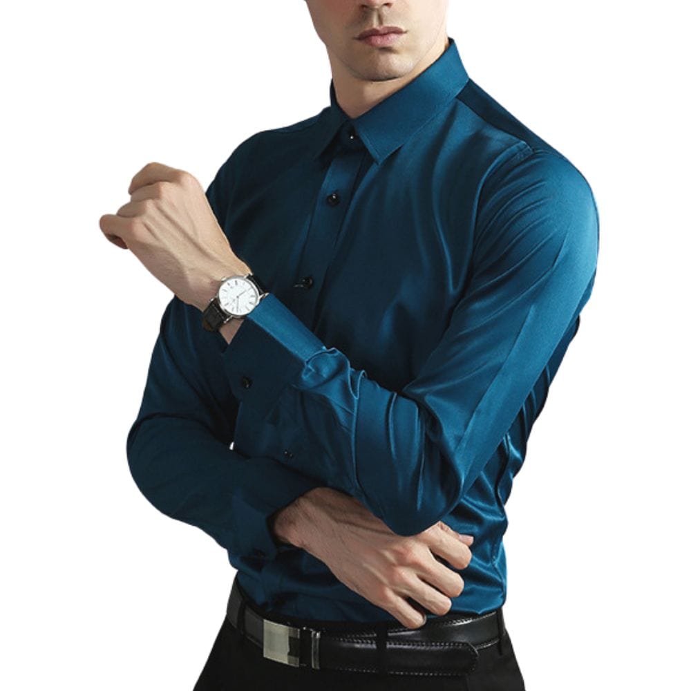 Kurt Schwarz Knitterfreies Slim-Fit Langarmhemd für Herren | Stretch und schnelltrocknend | Büro und Reisen - S-4XL