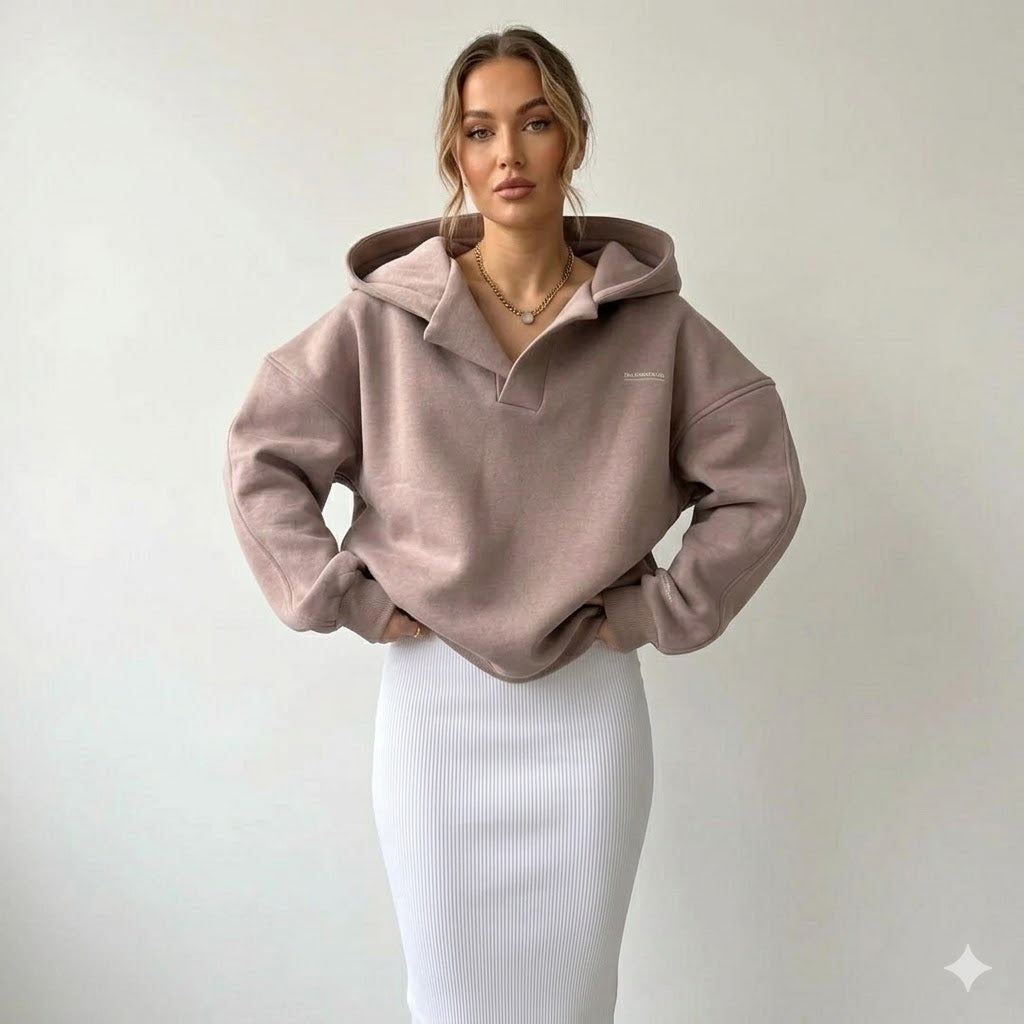 Vreni Rosa Oversized Kapuzenpullover mit Kapuze für Damen | Casual Lounge Alltag - S/M/L/XL/2XL