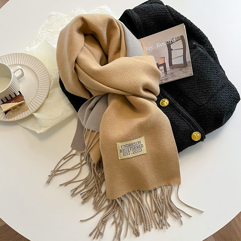 Monika Sand Weicher Fransen-Winterschal für Damen | Zweifarbig und Einfarbig Casual Stil