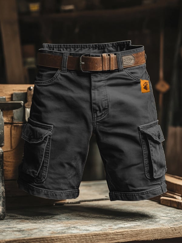 Markus Grau Relaxed Fit Cargo Shorts für Herren | Vintage Workwear-Stil | Freizeit und Outdoor - S-XXL