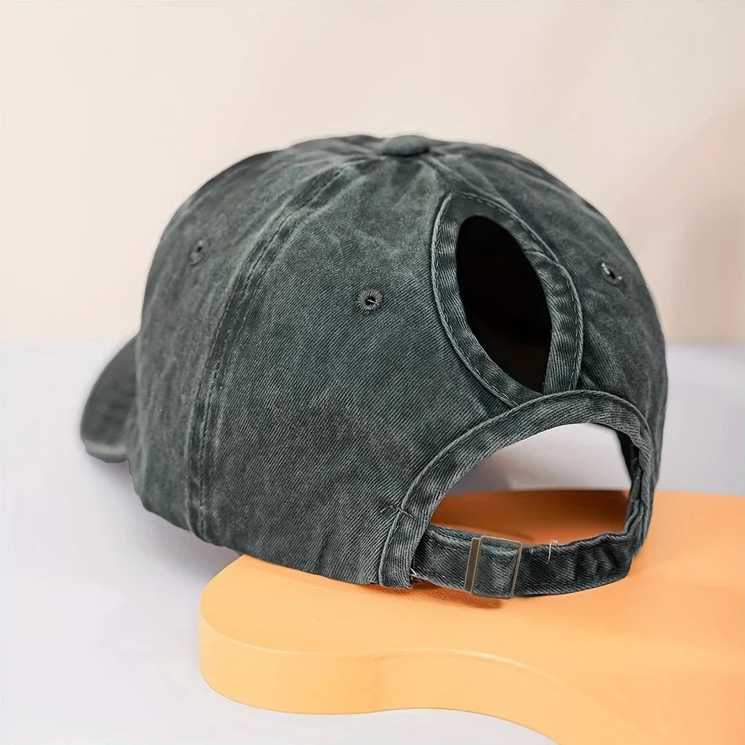 Vreni Grau Pferdeschwanz-Baseballcap mit UV-Schutz für Damen | Verstellbar Casual Stadtlook - Einheitsgrösse