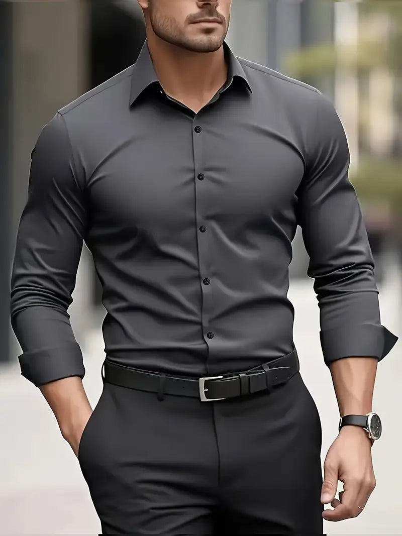 Dieter Schwarz Slim Fit Langarm-Hemd für Herren | Atmungsaktiv Elegant | Business und Smart-Casual - S-4XL