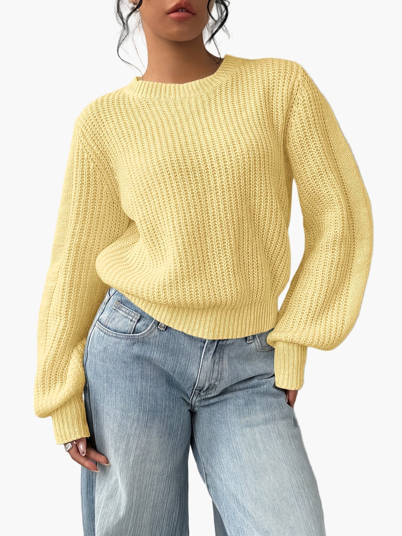 Susanne Pfirsich Grobstrick Oversized Pullover für Damen | Rundhals Casual Alltag - XS/S/M/L/XL