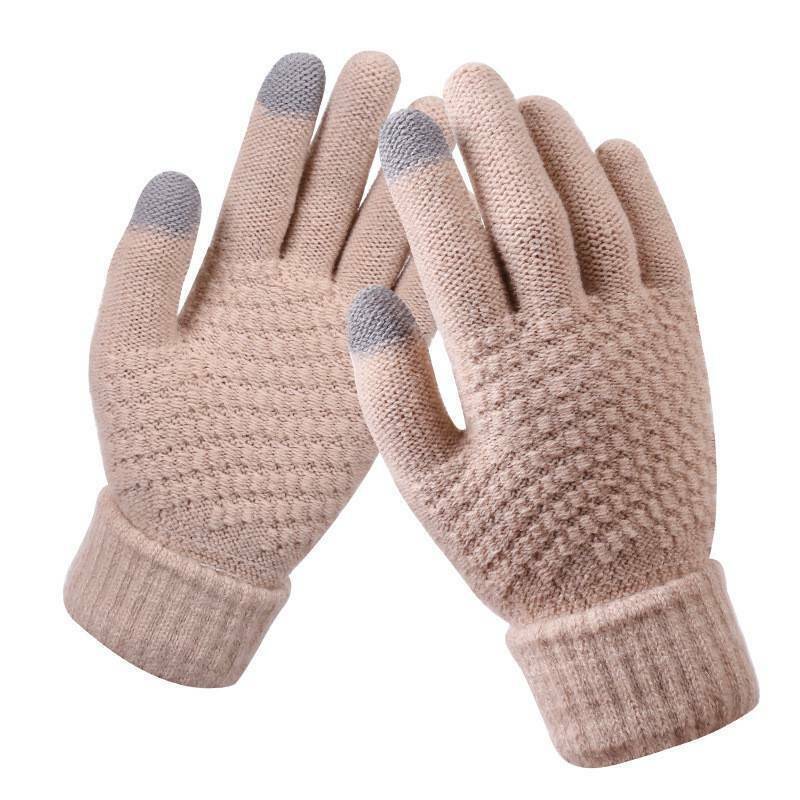Hildegard Schwarz Gestrickte Touchscreen-Handschuhe für Damen | Warm Winter Strick - Einheitsgrösse