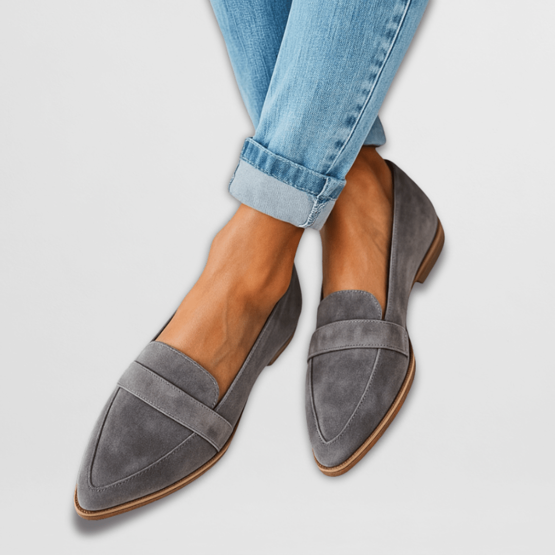 Regula Khaki Orthopädische Wildleder-Loafer für Damen | Weicher Komfort | Alltag und Büro | Spitzer Zehenbereich - Gr. 4-11