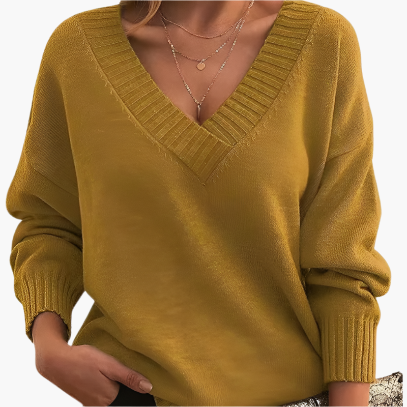 Waltraud Grau Strickpullover mit V-Ausschnitt für Damen | Langarm Winter Casual Büro - S/M/L/XL/2XL