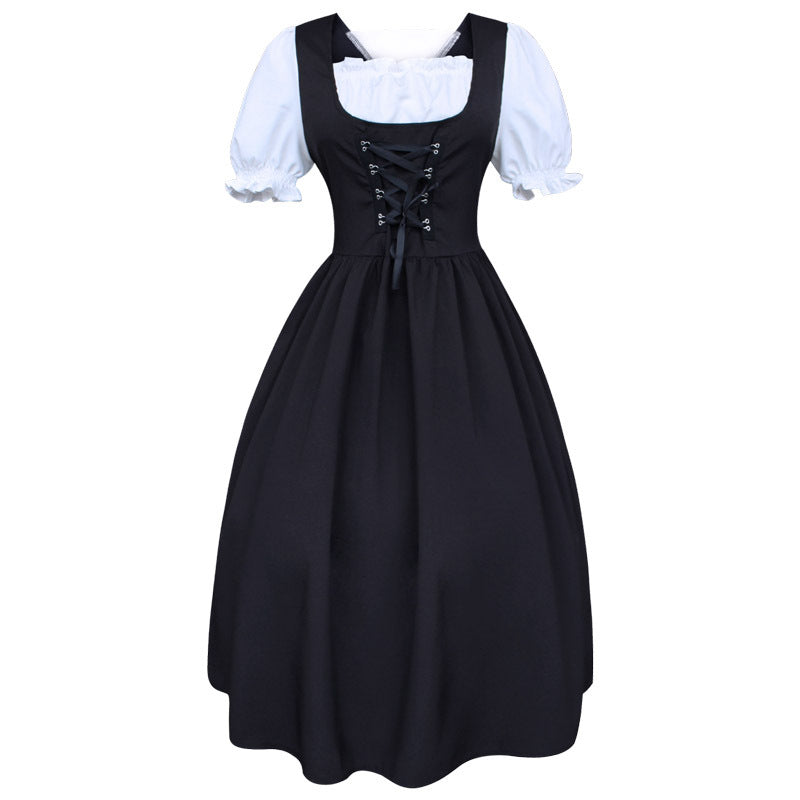 Vreni Schwarz Traditionelles Dirndlkleid für Damen | Trachtenmode Oktoberfest Schnürung - S/M/L/XL/2XL/3XL/4XL/5XL