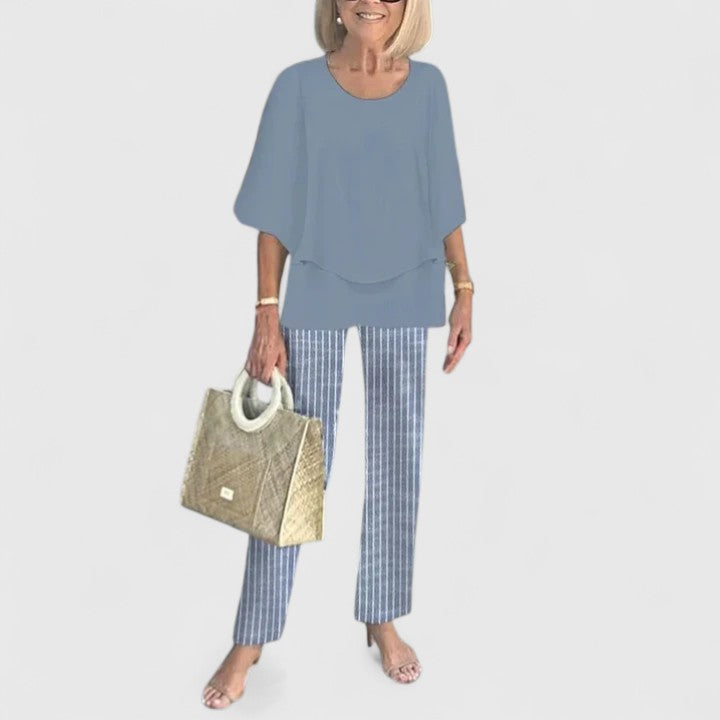 Anita Zweiteiler Layered-Bluse und Printerhose für Damen | Leichter fliessender Komfort - XS-3XL