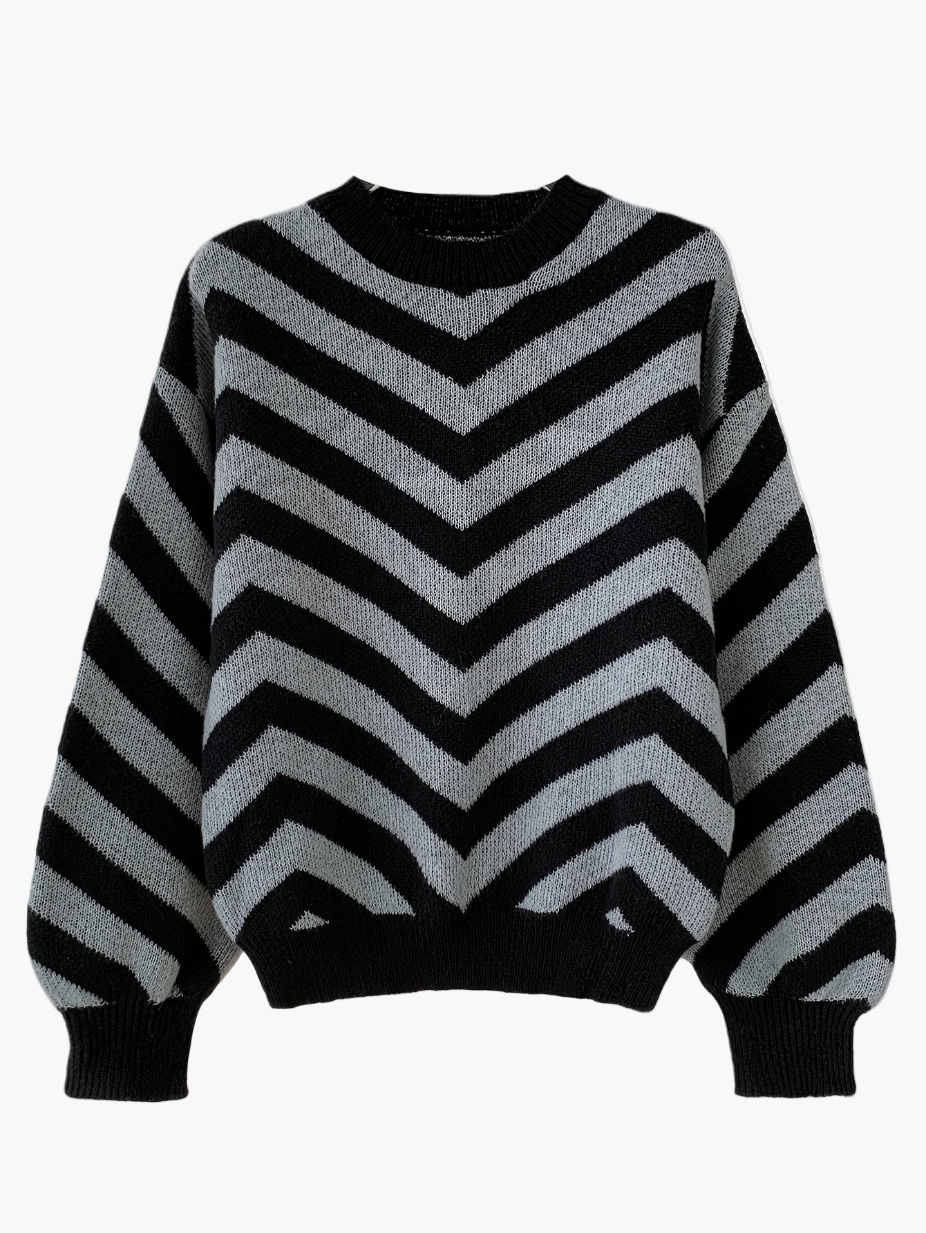 Eva Orangerot Oversized Zickzack-Strickpullover für Damen | Casual Herbst und Winter - S/M/L/XL