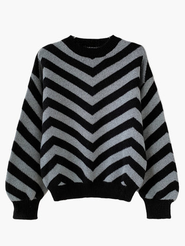 Eva Orangerot Oversized Zickzack-Strickpullover für Damen | Casual Herbst und Winter - S/M/L/XL