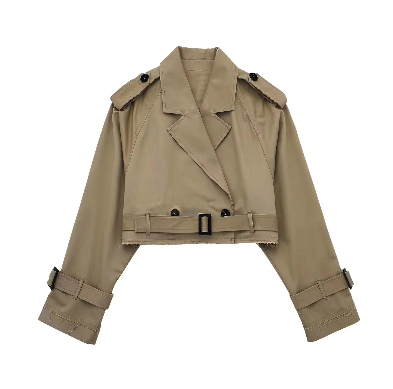 Elsa Beige Kurzer Trenchcoat mit Gürtel für Damen | Klassischer Casual Stil - XS/S/M/L