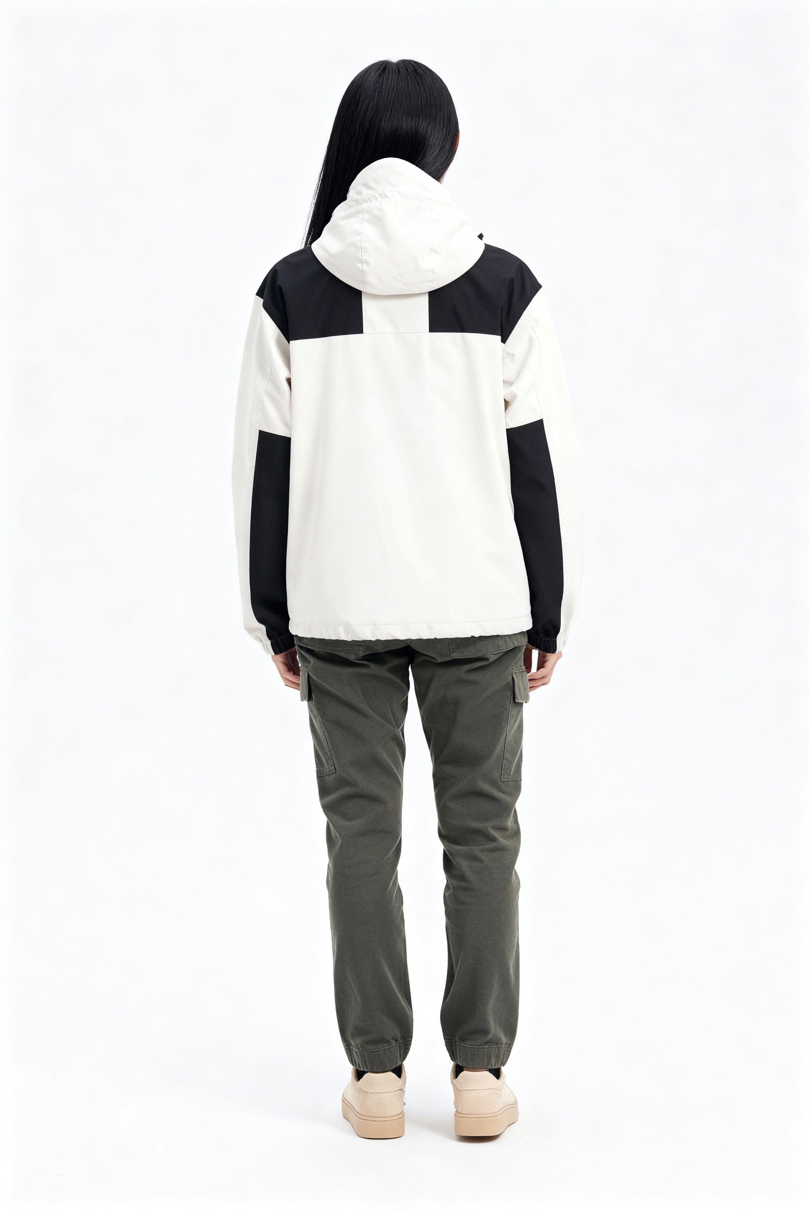 Monika Elfenbeinweiss 3-in-1 Fleece-Winterjacke mit Kapuze für Damen | Colourblock Outdoor Winter - XS/S/M/L/XL/2XL