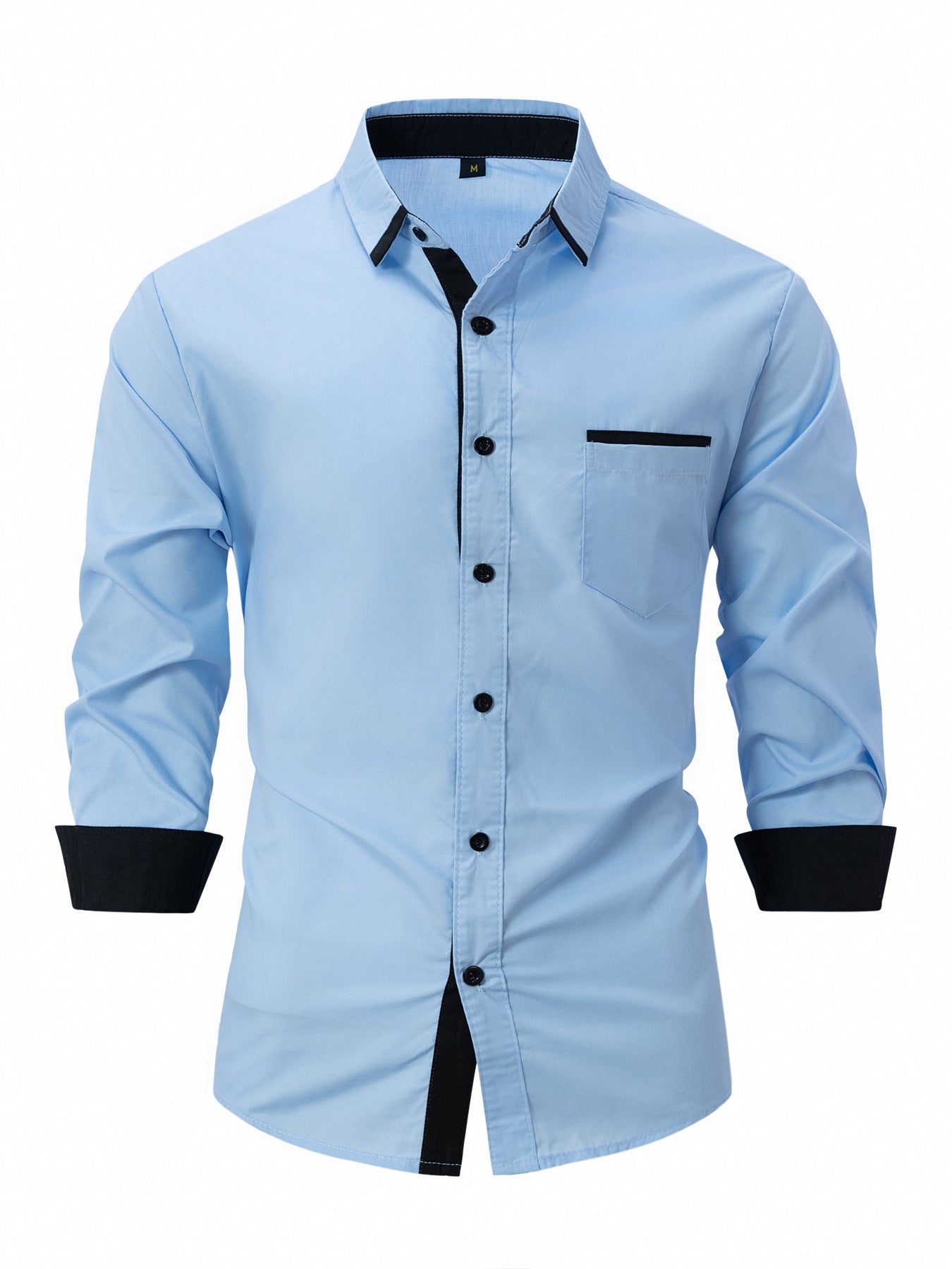 Rolf Hellblau Slim Fit Langarm Businesshemd für Herren | Bügelfrei Kontrastkragen - S/M/L/XL/2XL/3XL