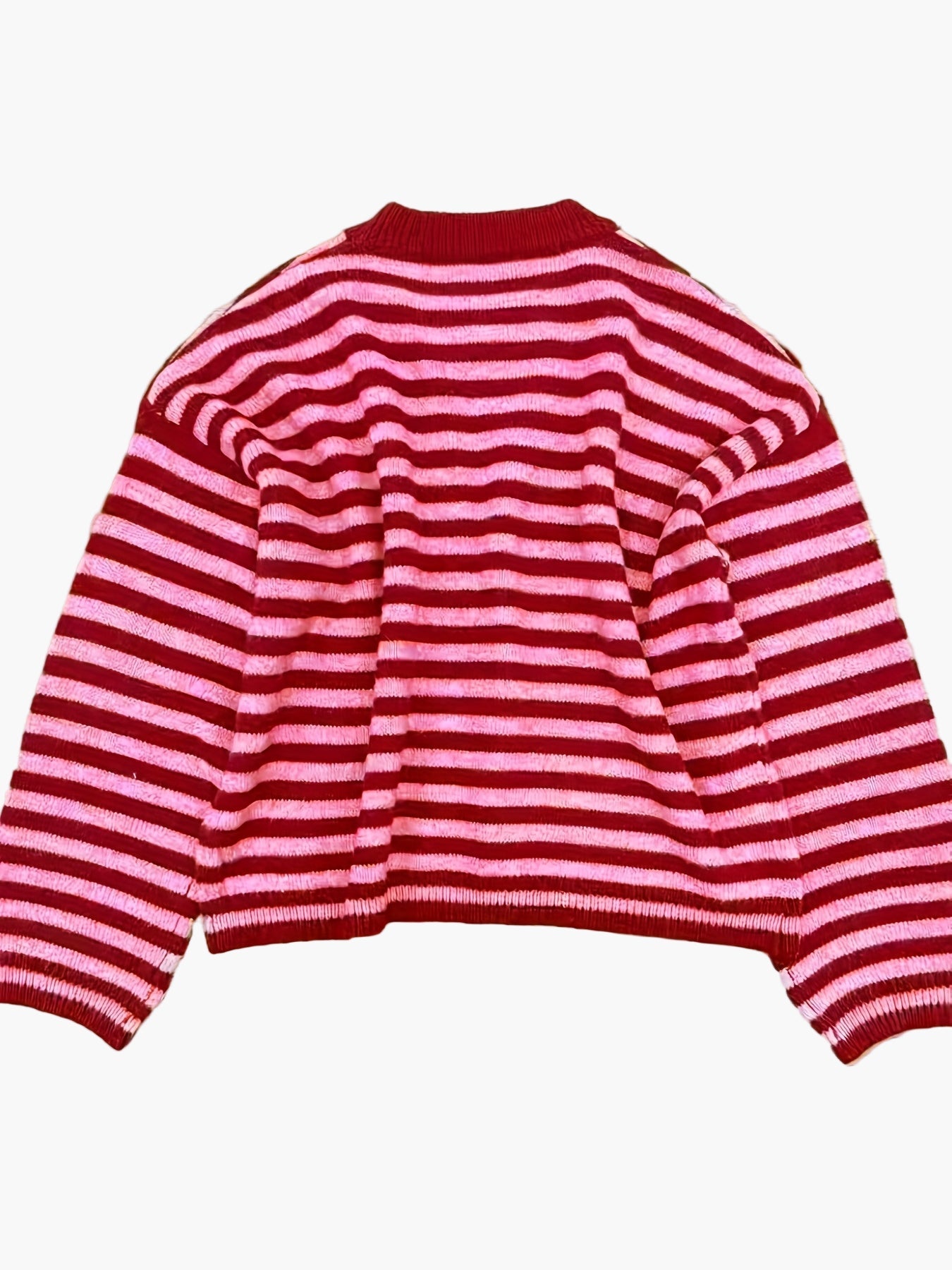 Pia Rot Gestreifter Oversized Rundhals-Strickpullover für Damen | Herbst Winter Casual Stil - S/M/L/XL/2XL