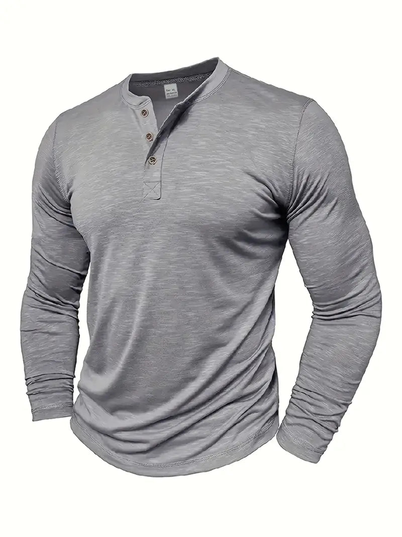 Urs Grün Langarm Henley Shirt für Herren | Klassischer Slim-Fit Stil - S/M/L/XL/2XL/3XL
