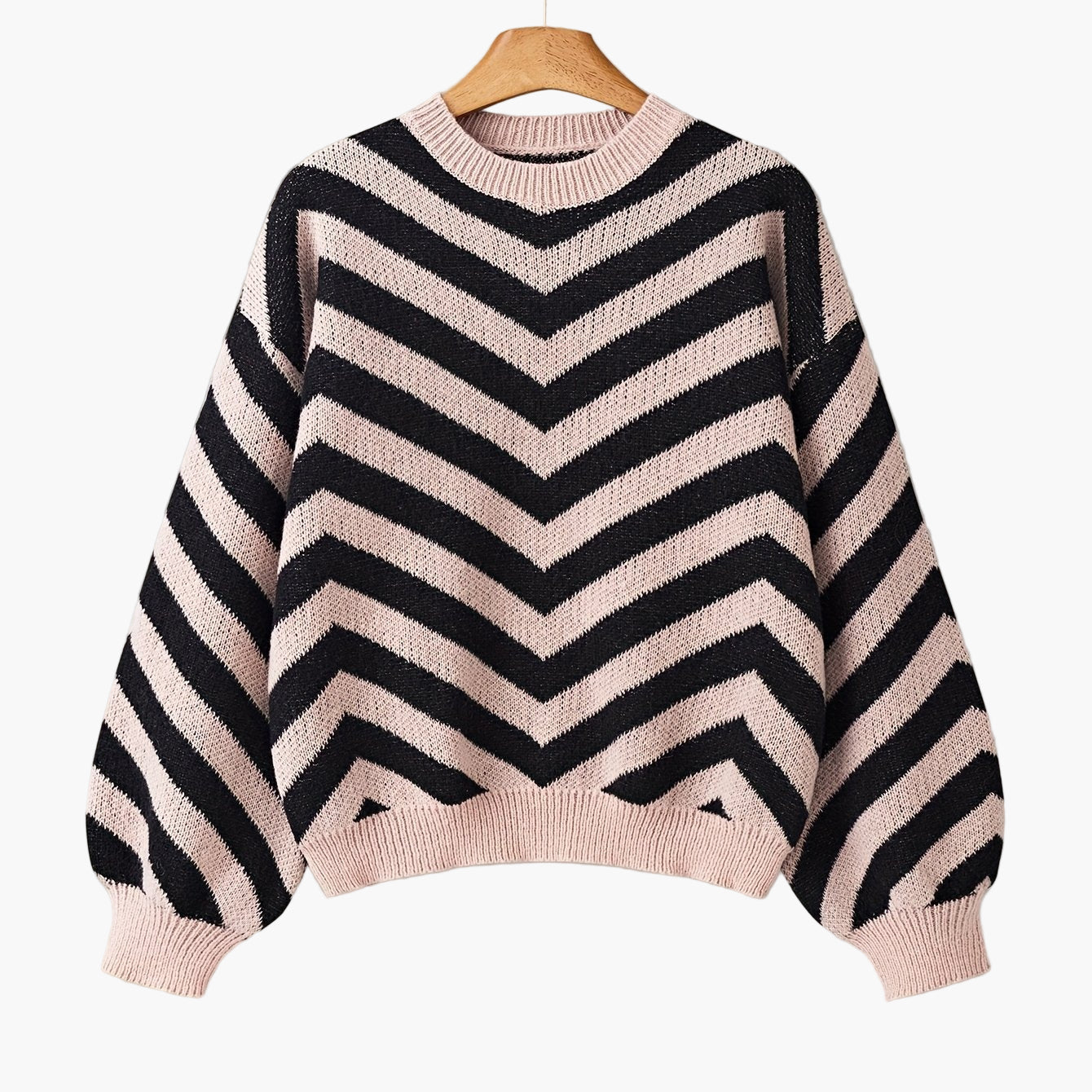Eva Orangerot Oversized Zickzack-Strickpullover für Damen | Casual Herbst und Winter - S/M/L/XL